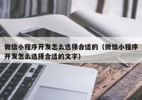 微信小程序開發怎麽選擇合适的(de)（微信小程序開發怎麽選擇合适的(de)文字）