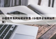 小程序開發網站建設銷售（小程序企業網站開發）